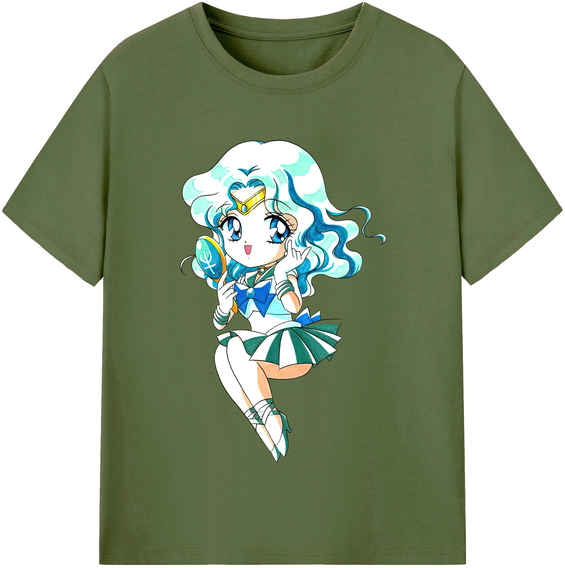 （画像用） 美少女戦士セーラームーン 海王 みちる（かいおう みちる） Sailor Moon Kaiou Michiru 綿100％半袖Tシャツ（フロントプリント）